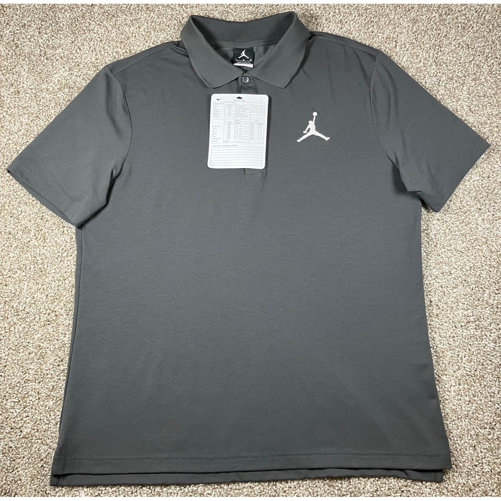 Nike Air Jordan Mens Dri-FIT Jumpman Polo Shirt Gray Sample DO8914-060 Large